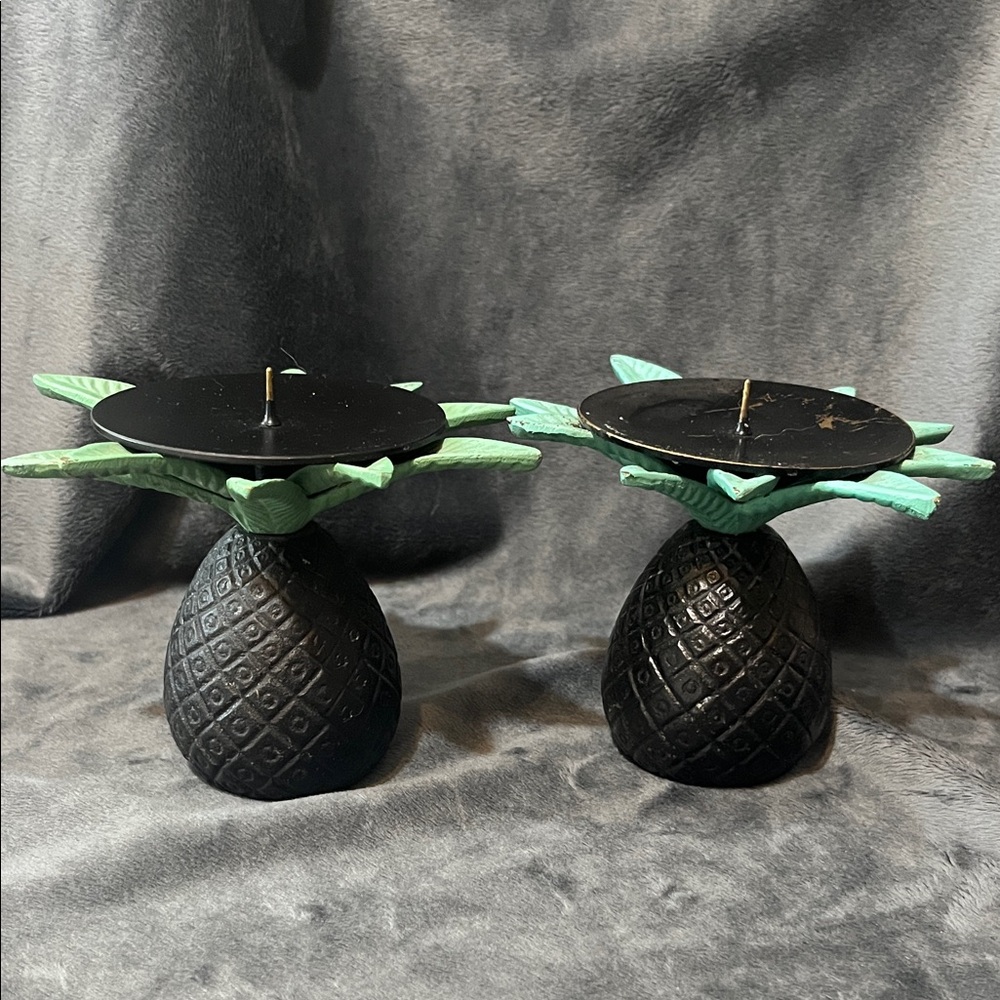 Pineapple Candle Holders set of 2 heavy metal